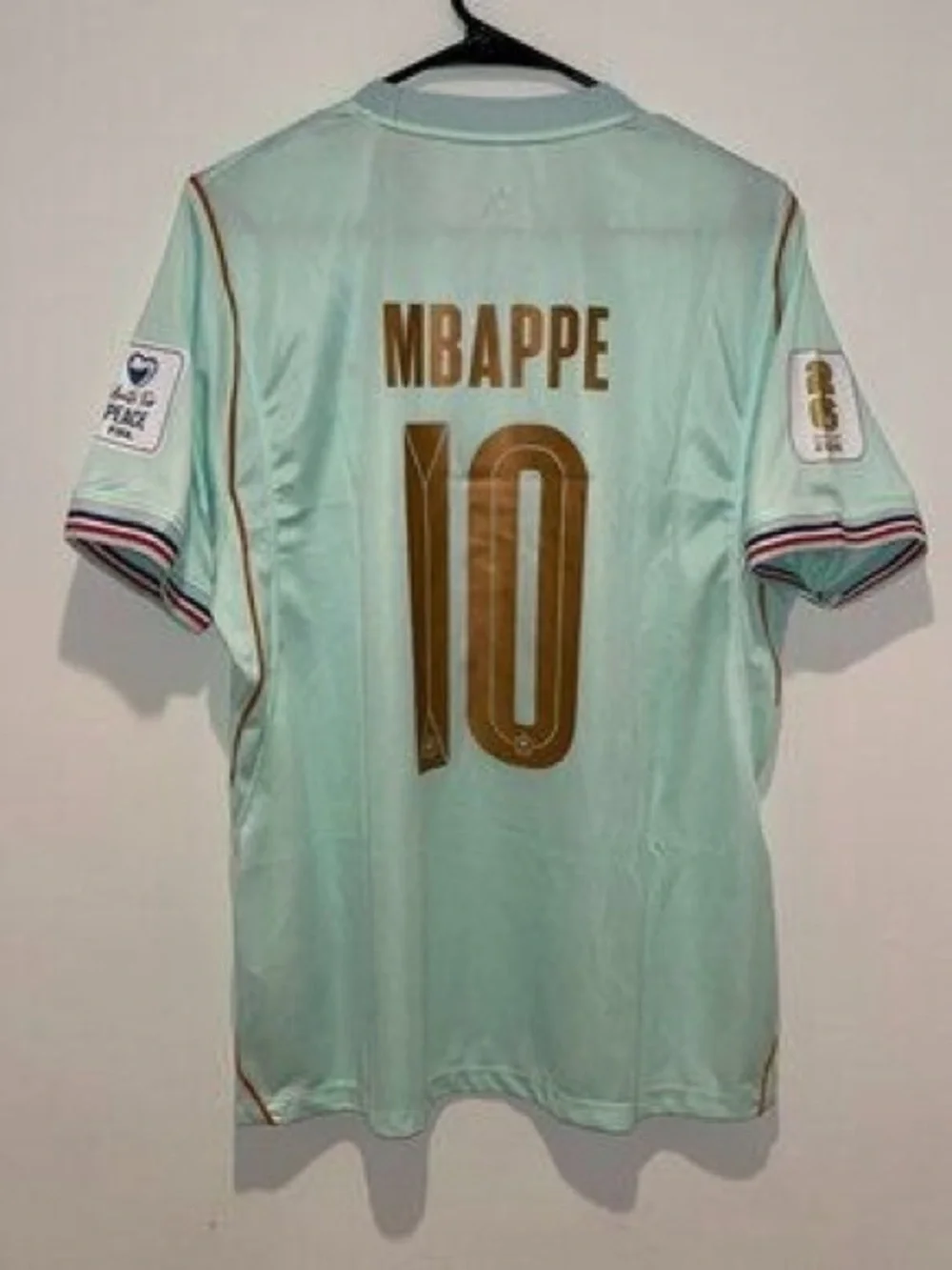Kylian Mbappe #10 France World Cup Jersey Away Teal All Patches Men's Large New